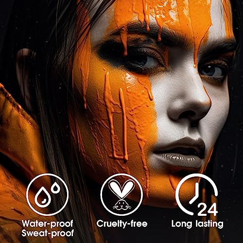 Image of BADCOLOR Orange Face Body Paint Stick, Cream Blendable Eye Black Full Body Paint Makeup for Halloween SFX Makeup Cosplay Joker Zombie Vampire Costume Parties