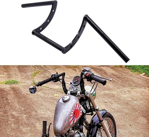 Guidon Moto Z Bar 22 mm,Z Guidon Universel pour Drag Custom Bobber Chopper Cruisers Softail Dyna Sportster-Noir