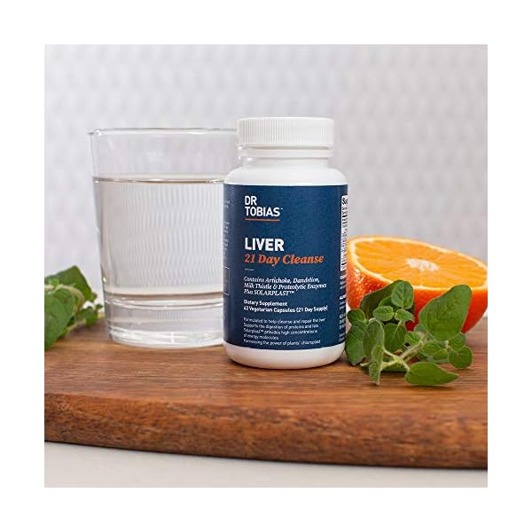 Dr. Tobias Liver 21 Day Cleanse, Herbal Liver Detox Cleanse with Solarplast, Artichoke Extract, Milk Thistle & Dandelion Extract, for Liver Cleanse & Detox, 63 Vegetable Capsules (3 Daily) (63 Count)