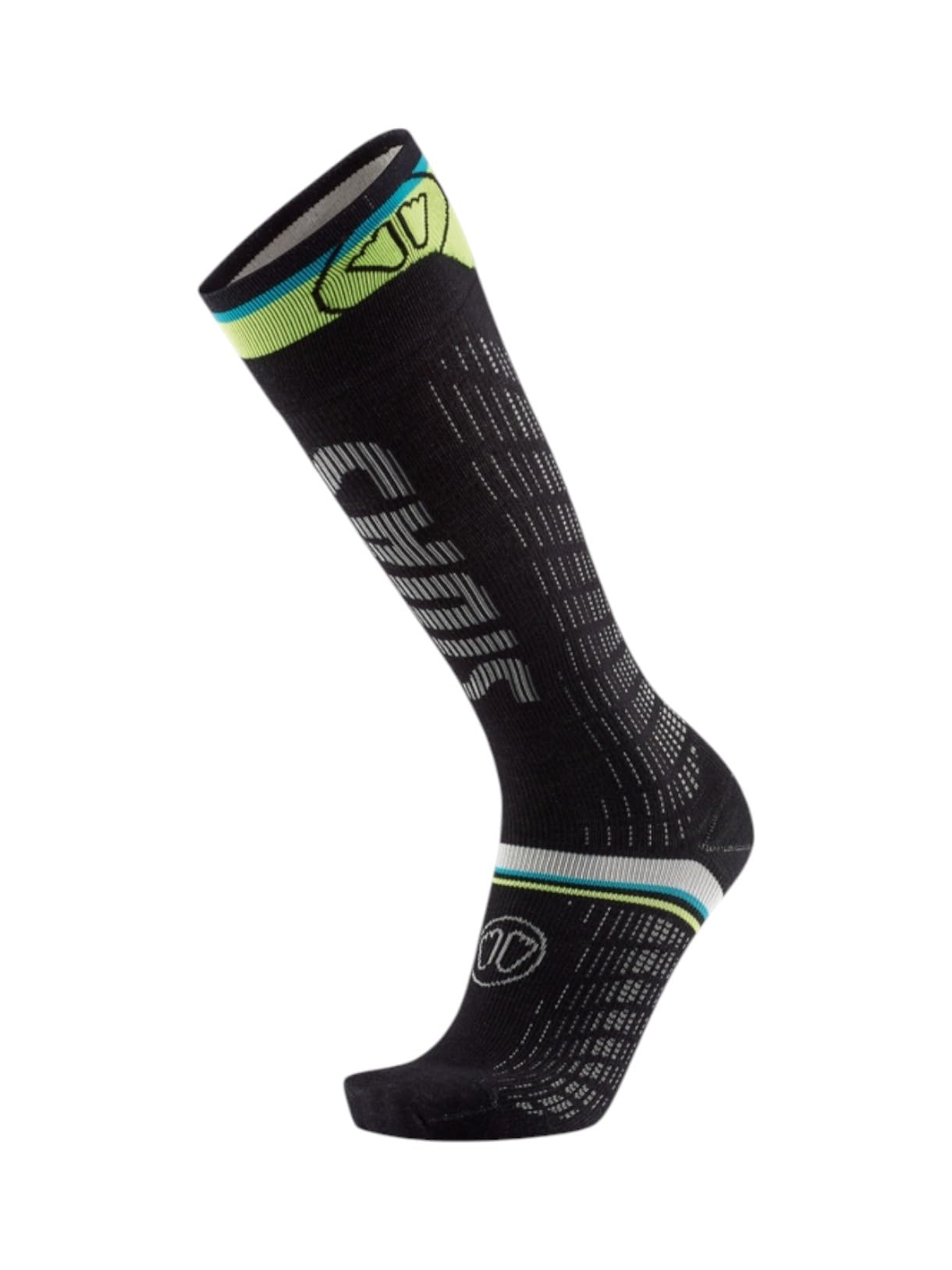 Sidas Calze da sci Ultrafit Race con lana merino nero-giallo per il massimo controllo e tenuta negli scarponi da sci. Con compressione e materiali riciclati per una maggiore potenza. - 47-49