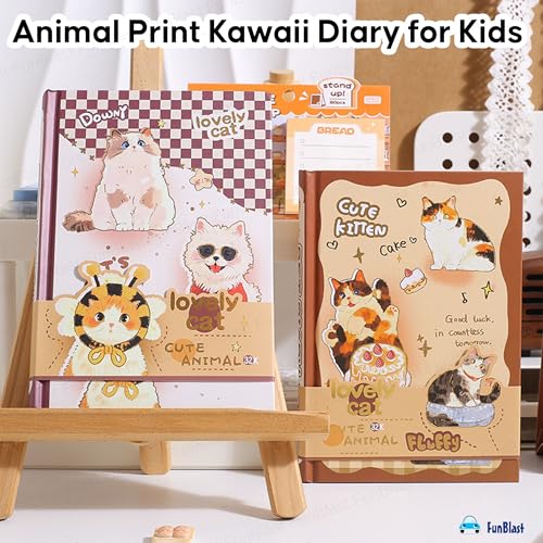 Image of FunBlast Diary for Girls - Animal Print Kawaii Diary for Kids, Journal Diaries for Girls, Notepad for Students Stationary Items, Birthday Gifts- Random Design (128 Sheets) (Random Print Cover)