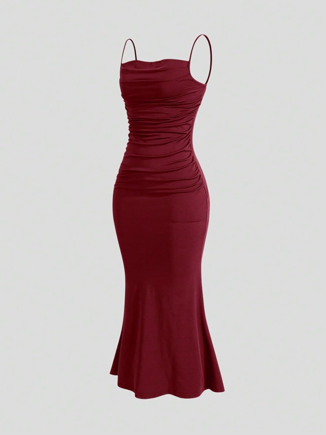 Women's 2024 Summer Cami Slip Midi Long Dress Solid Ruched Cami Dress