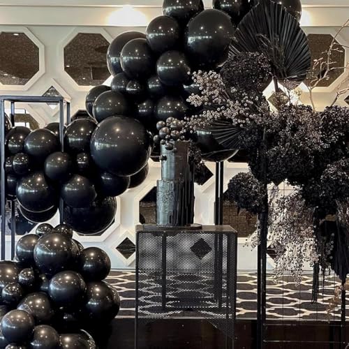 Black Balloons,102pcs Matte Latex Black Balloon Arch Kit Garland of 18 12 10 5 Inch Different Sizes Balloons Pack for Graduation Halloween New Year Birthday Party Decorations - Image 6
