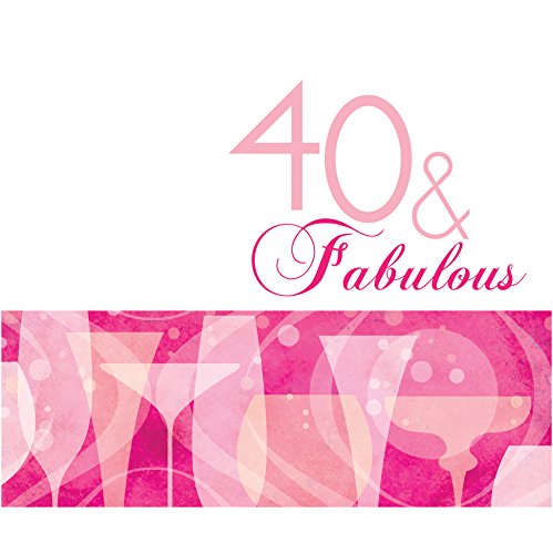 Creative Converting 16 Count 3 Ply 40th Birthday Fabulous Lunch Napkins, Pink