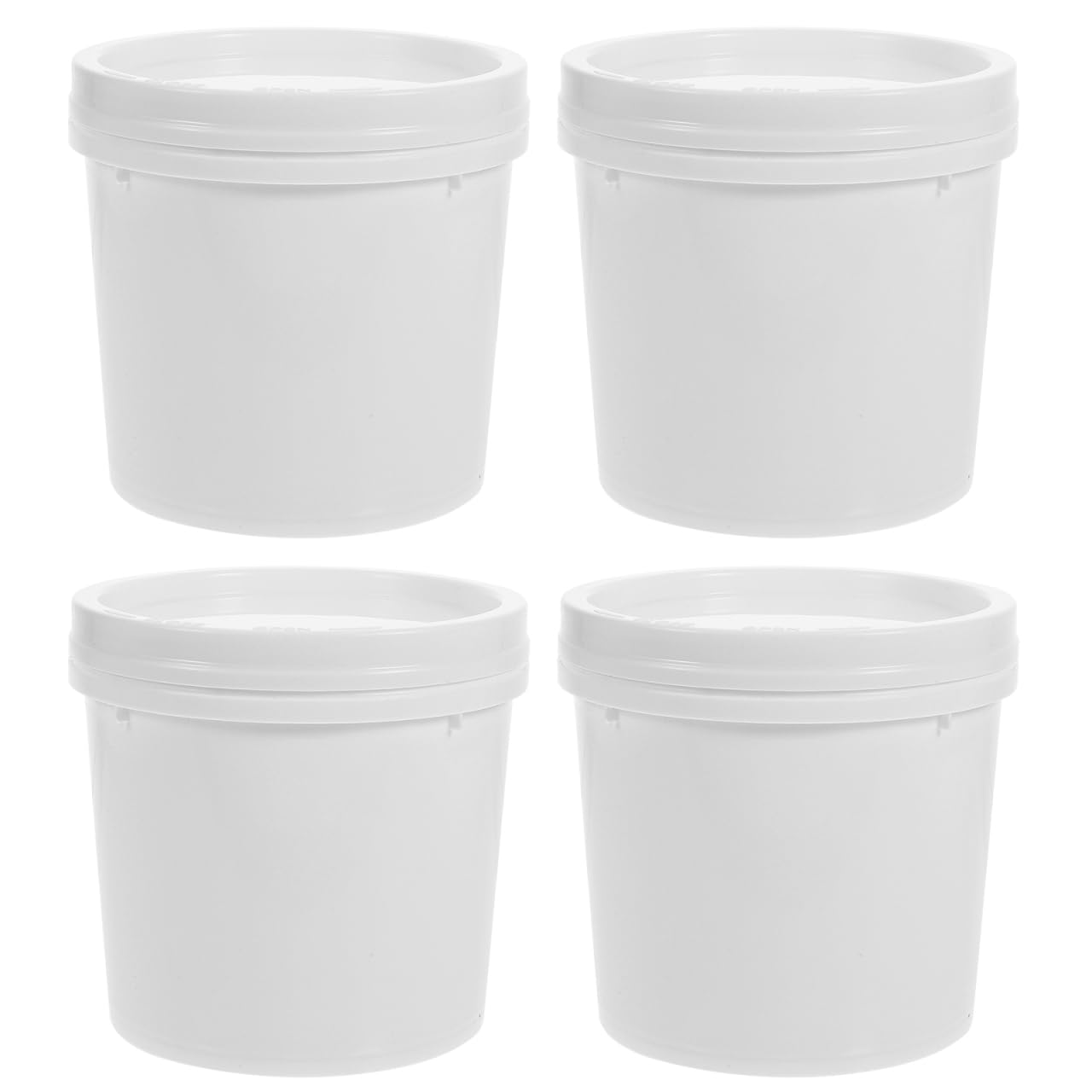 iplusmile Seau blanc de 1 l avec couvercle à visser - 4 seaux de peinture vides - Seau rond industriel - Récipient de stockage alimentaire - Seau polyvalent pour l'eau et les aliments