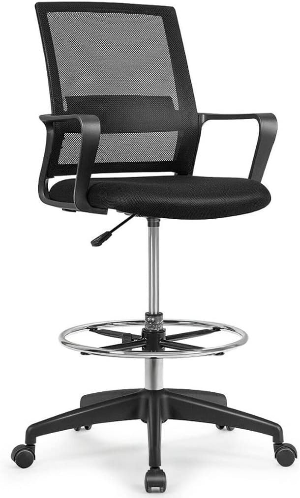 Computer Chair, Drafting Chair Tall Office Chair for Standing Desk Adjustable Height w/Footrest, 25.0''(L) x 28.5''(W) x 41''-48''(H)