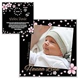 Unser-Festtag Design Blumen Baby Geburtskarte Danksagung edel modern Dankeskarten zur Geburt für Baby, mit Foto, Ihr Text - 80 Karten