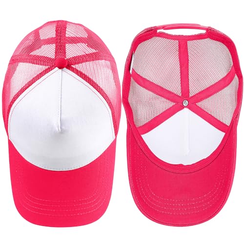 Image of Falari 5-Panel Mesh Baseball Cap, Trucker Hat, Structured Plain Design, Cotton, Adjustable Size