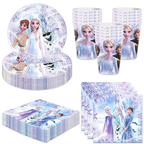 JMSTORUK Frozen Party Supplies Frozen Birthday Party Favors Includes Cups Plates Napkins for Frozen Birthday Baby Shower Decor Cover