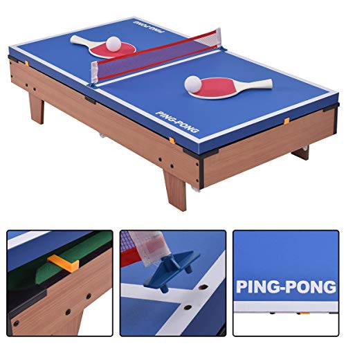 ReunionG 4 in 1 Multi Game Table Including Hockey Foosball Table Tennis Billiard Combination