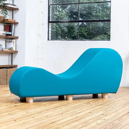 Image of Faux Leather Yoga Stretch Chair Couch - Play, Relax & More | Love Seat for Couples, Fun, & Flexibility! (Faux Leather - Turquoise)