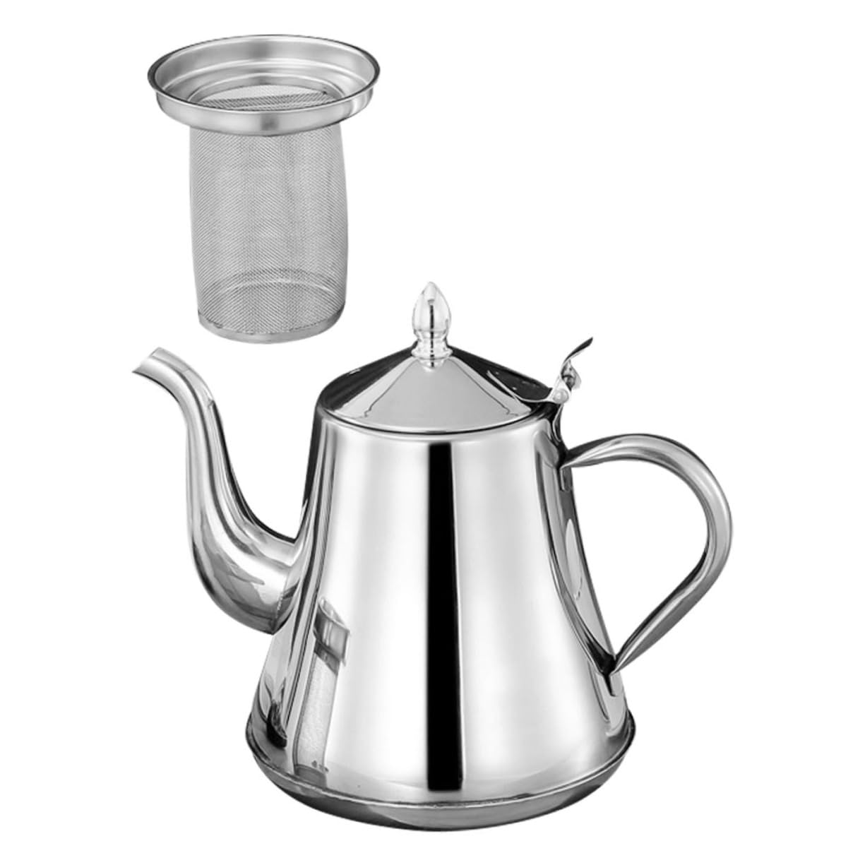 COLLBATH Strainer Teapot Coffee Pot Gooseneck Kettle Water Kettle Goose Necked Kettle Coffee Pouring Kettle Sealing Lid Kettle Coffee Bar Accessories Tea Kettle Stainless Steel Silver
