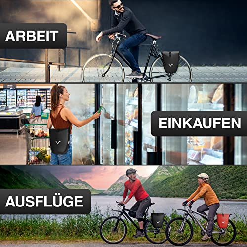 Valkental® Große & wasserdichte Gepäckträgertasche - Fahrradtasche für Gepäckträger mit großen Reflektoren [Abschließbar] Bombenfester Sitz - Mehrfach ausgezeichnet - Gefertigt für Langlebigkeit
