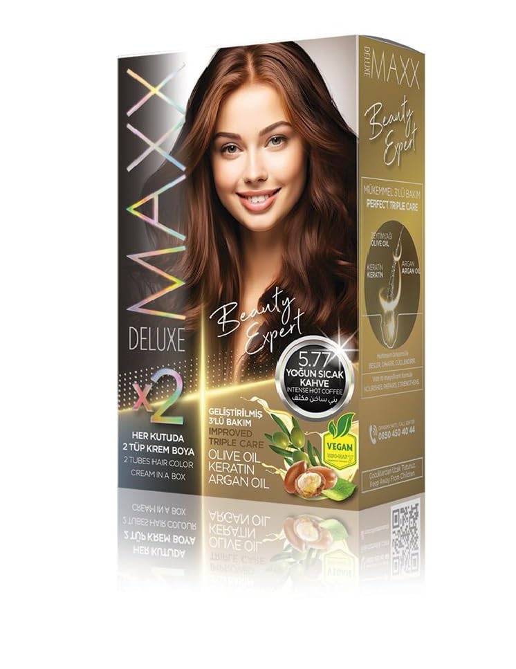 MAXX DELUXE BEAUTY EXPERT HAIR COLOR (KERATİN)'Lİ 1 KUTU (2 X 50 ML) (Yoğun Sıcak Kahve 5.77)