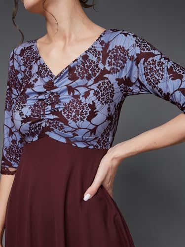 Image of Miss Chase Women's Round Neck Cap Sleeves Lace Knee -Long Skater Dress