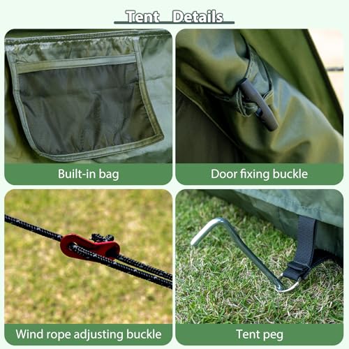 Inflatable Camping Tent with Hand Pump, Easy to Assemble, Waterproof, Windproof, Outdoor, Inflatable Tent, 6-10 People, Oxford Glamping, Air Tent, Cabin House (Green/ 6-10 Pers (400 x 300 x 200 cm) - Image 8