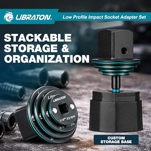 Image of LIBRATON Low Profile Impact Socket Adapter Set, 5pc Magnetic Converter Kit