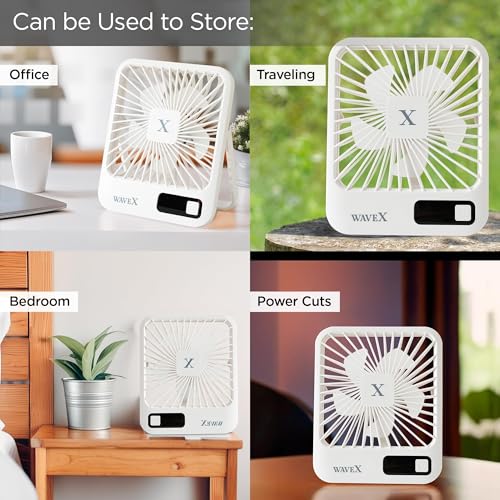 Image of FUMATO Digital Portable Mini Fan | Rechargeable USB Fan with 5 Speeds | Compact for Office, Home & Travel | 4-6 Hours Runtime, 2000mAh Battery |180 Tilt | 1-Year Warranty