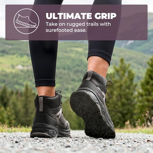 NORTIV 8 Women's Hiking Boots Waterproof Lightweight Outdoor Trekking Comfortable Non-Slip Backpacking Camping Ankle Boot Hollow,Size 7.5,Black,NWUMHB2501