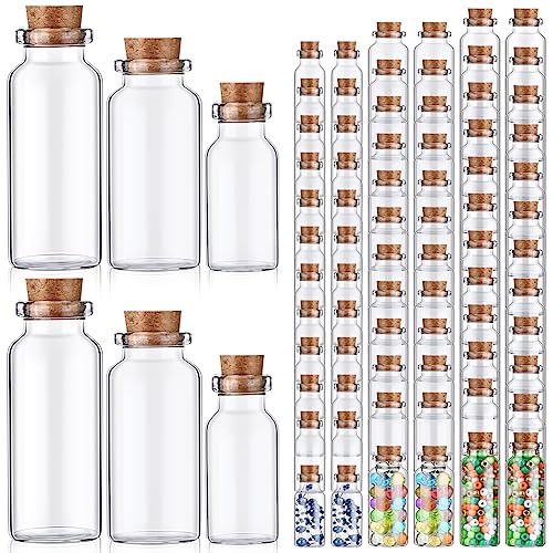 Dandat 100 Pcs Mini Glass Jars with Cork Stoppers, Small Clear Bottles