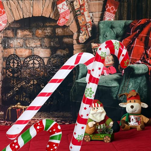 4 Stück Aufblasbare Weihnachten Zuckerstangen, Weihnachten Zuckerstange Aufblasbare, Aufblasbare Zuckerstangen Weihnachtsdeko, Weihnachtsfeier-Dekorationszubehör, Weihnachten Zuckerstange Krücke