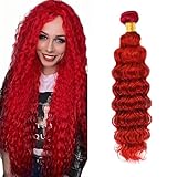 Red Bundles Human Hair Deep Wave Bundles Human Hair 12 Inch Unprocessed Brazilian Virgin Hair Light Red Deep Wave Bundle Human Hair Extensions 1 Bundle 50 Gram Per Bundle