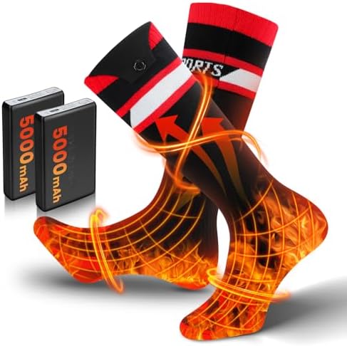 Heated Socks for Men Women with App Control 5000mAh*2 Rechargeable Electric Heated Socks Up to 9 Hours Washable Warm Socks for Outdoors Work Skiing Hunting Riding Cycling Hiking Camping(with app)