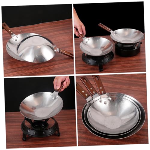 Wok de Acero Inoxidable con Mango de Madera Amosfun miniatura 2