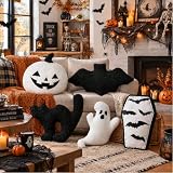 Beeveer 5 Pcs Halloween Plush Pillow Set, Spooky Cute Soft Cushion