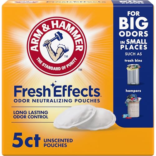 ARM & HAMMER Fresh Effects Odor Neutralizing Baking Soda Pouches, Long-Lasting Fragrance-Free Odor Absorber for Shoes, Cars, Home & Small Spaces, 5 Count