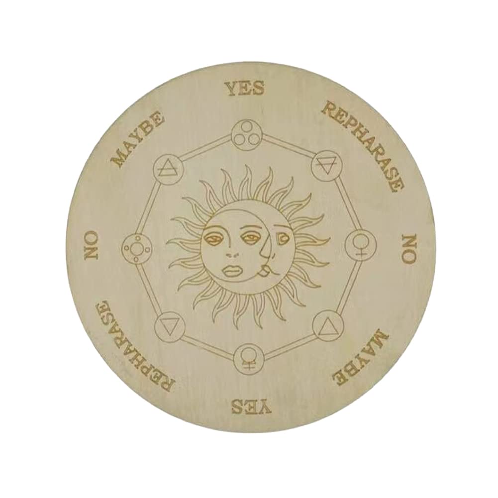 Umikk Star Pendulum Board Dowsing Rod Fortune Telling with Stars Moon Carved Coaster Astrology Game Play Plate Metaphysical Healing Meditation Boards Altar Ornaments Decoration