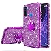 Produktbild Nadoli Glitzer Hülle für Xiaomi Redmi Note 8,Kristall Diamant Strass Bumper mit 360 Ring Kickstand Silikon Schutzhülle Handyhülle Frauen Mädchen für Xiaomi Redmi Note 8,Lila