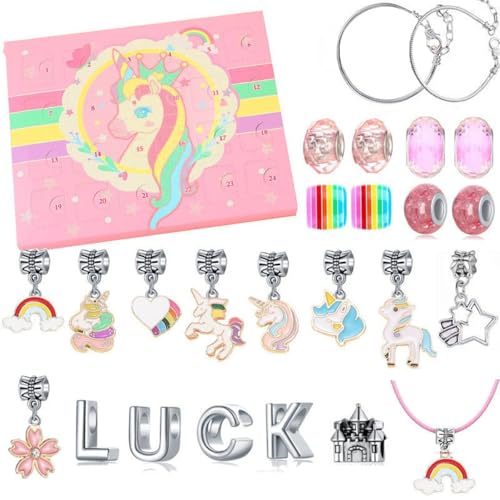 Pulsera con dije de calendario de Adviento 2025 para niñas y mujeres, kit de fabricación de pulseras de joyería de 24 días, regalos de cuenta regresiva de Navidad para hija, novia, esposa, mamá (H)