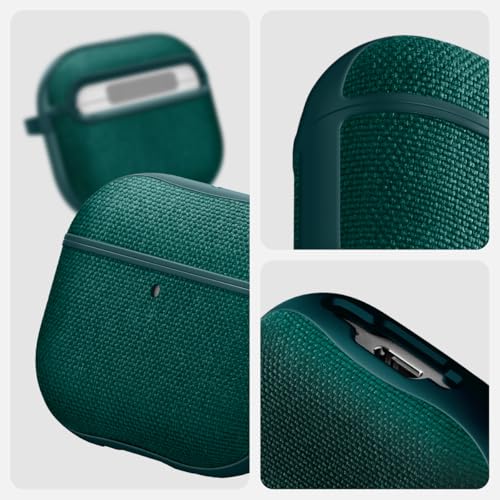 Image of Spigen Urban Fit Designed for AirPods 4 Case (2024) Premium Fabric Cover with Carabiner Key Chain - Midnight Green
