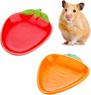 2 Pcs Hamster Ceramic Food Bowl, Cute Shape Anti-Turning Dish for Hamster Gerbil Hedgehog Guinea Pig Rat Rodent