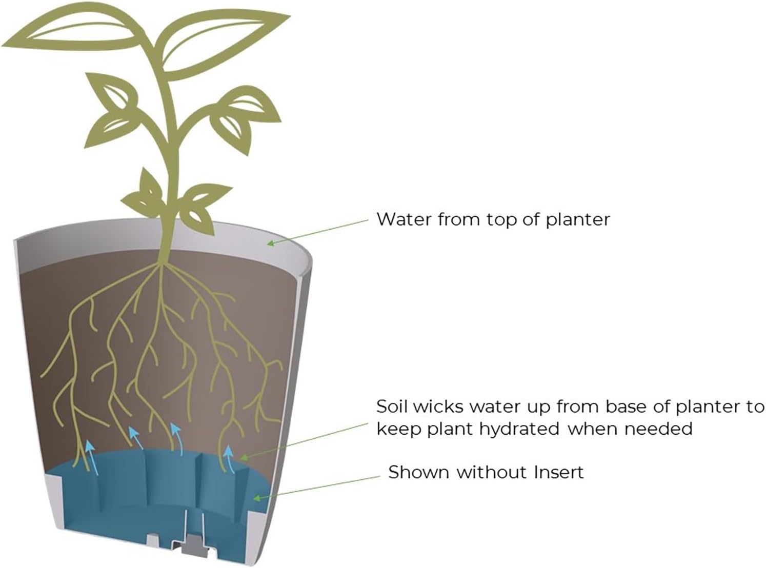 The HC Companies Aria Self Watering Square Plant Pot w/Drainage - Planters for Outdoor Plants & Indoor Plants - Lightweight & UV-Resistant Plastic Pots for Plants (8" Glossy Black, Pack of 2)