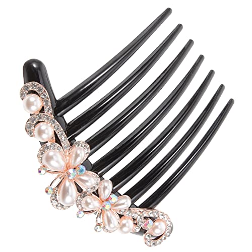 TOYZFRIENDY 結婚式用パールラインストーンヘアコーム 軽量メタル製 ブライダルサイドクリップ 成人女性 ティーン向けヘアアクセサリー