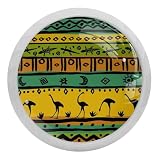 VAPOKF Paquete de 4 tiradores étnicos ornamentales con diseño de animales fluorescencia de cristal para gabinetes de cocina, aparadores, armarios, tiradores