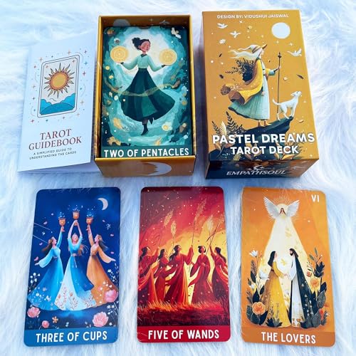 Image of Pastel Dreams Tarot Deck, Tarot Cards for Beginners, 78 Soft Pastel Tarot Cards with General Guidebook, Gentle Intuitive Art, Reading Witchcraft Divination Tool