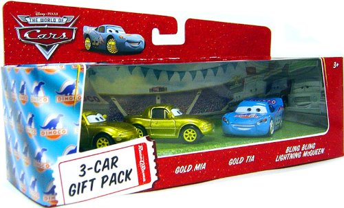 Disney Pixar Cars BLING BLING LIGHTNING McQUEEN, GOLD MIA, GOLD TIA 3-Car Gift Pack