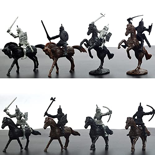 BYNYXI 28 Stück Mittelalter Spielzeugsoldat Figuren, 5-7cm Armee Soldaten Militärfiguren Archaische Warriors Horses Soldiers Plastik Mittelalterliche Ritter Spielzeug für Kinder Jungen Geschenk – Bild 6