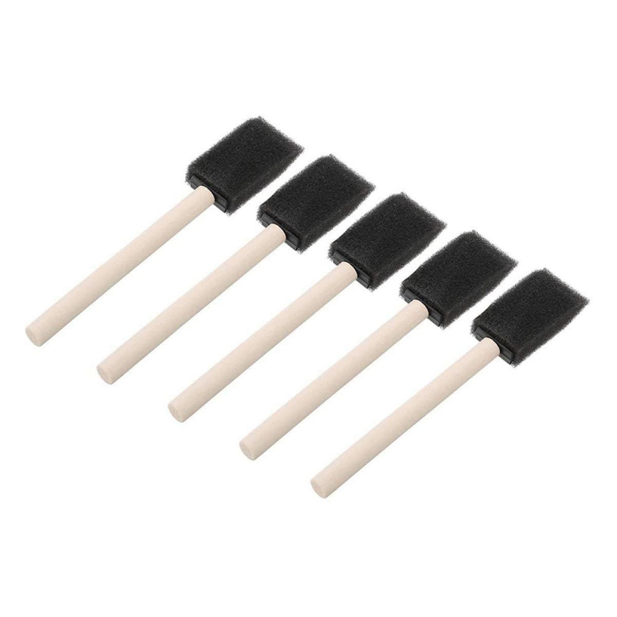 ARTIBETTER 15Pcs Art Sponge Paint Brush with Wood Handle for Drawing Painting Lightweight Durable for Various Paints Crafts Black