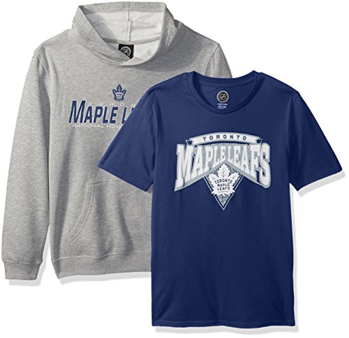 Outerstuff NHL Youth Boys 8-20 Toronto Mapleleafs Tee & Hood Set, M(10-12), Assorted