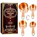 Copper Measuring Cups, Set of 4: EXTRA STURDY Copper-Plated Top-Quality Stainless Steel. Satin and Mirror Polish. Engraved in US and Metric System. Stackable. Copper Finish, Rose Gold. By COPPER GEMZ