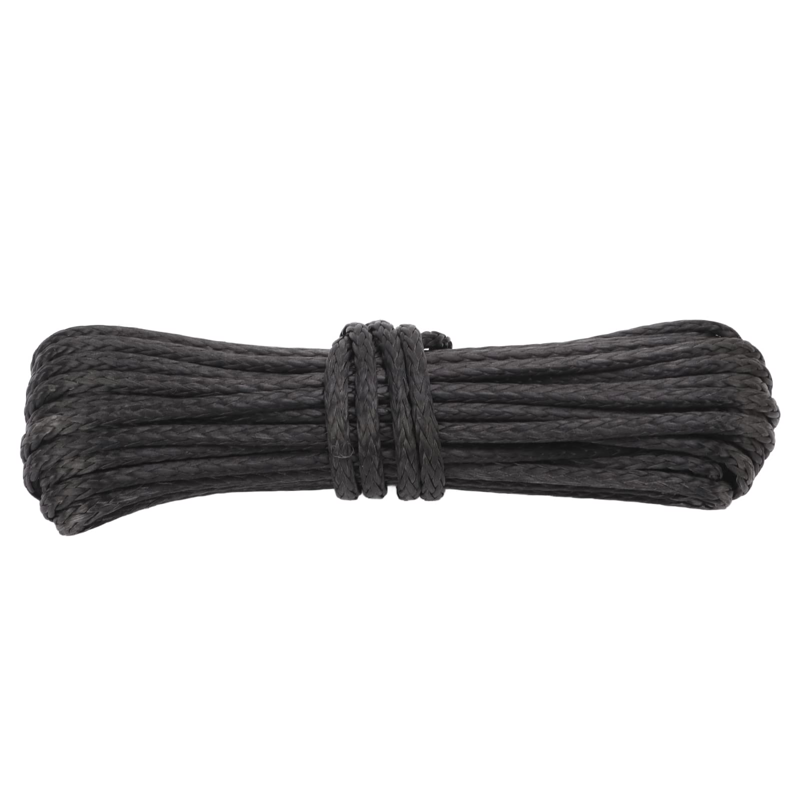 Tbest Remolques Winch Cuerda 15M 50ft Nylon Negro Desgaste Resistente Sintética para SUV Camión ATV UTV Reemplazo Cable Alambres