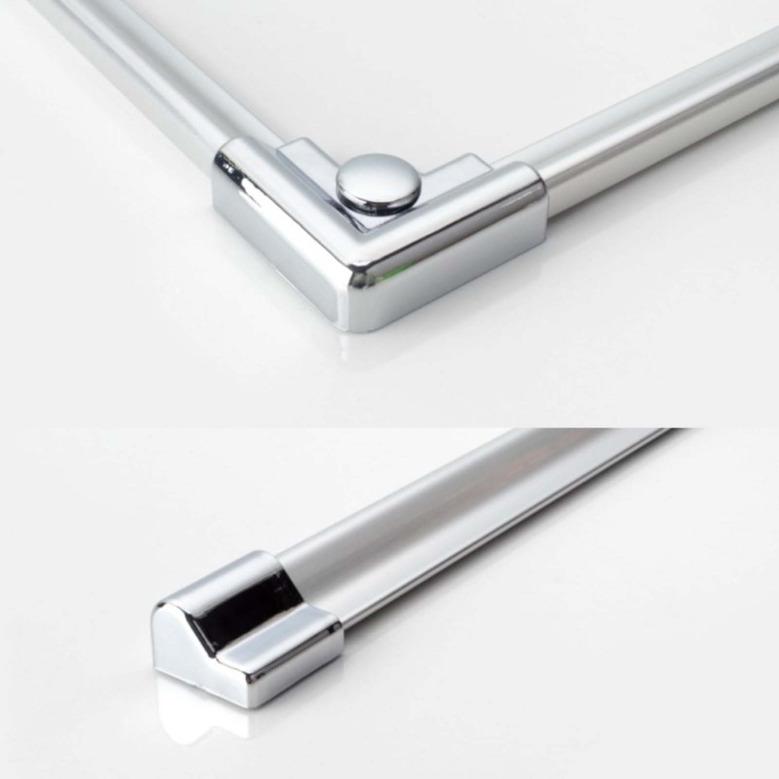 WITEN&NOCK Aluminium Shower Seal Strip Shower Ends and Corner Connectors for Shower Tray Straight Shower Enclosure Length 100 cm Chrome