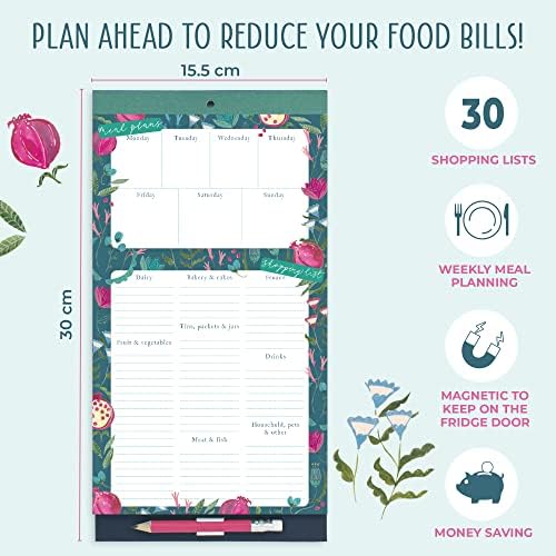 Boxclever Press Magnetic Shopping List Pad for Fridge. Stunning Magnetic Meal Planner and Shopping List with Weekly Meal Planner, Tear Off Grocery Lists & Handy Pocket for Recipes or Receipts.