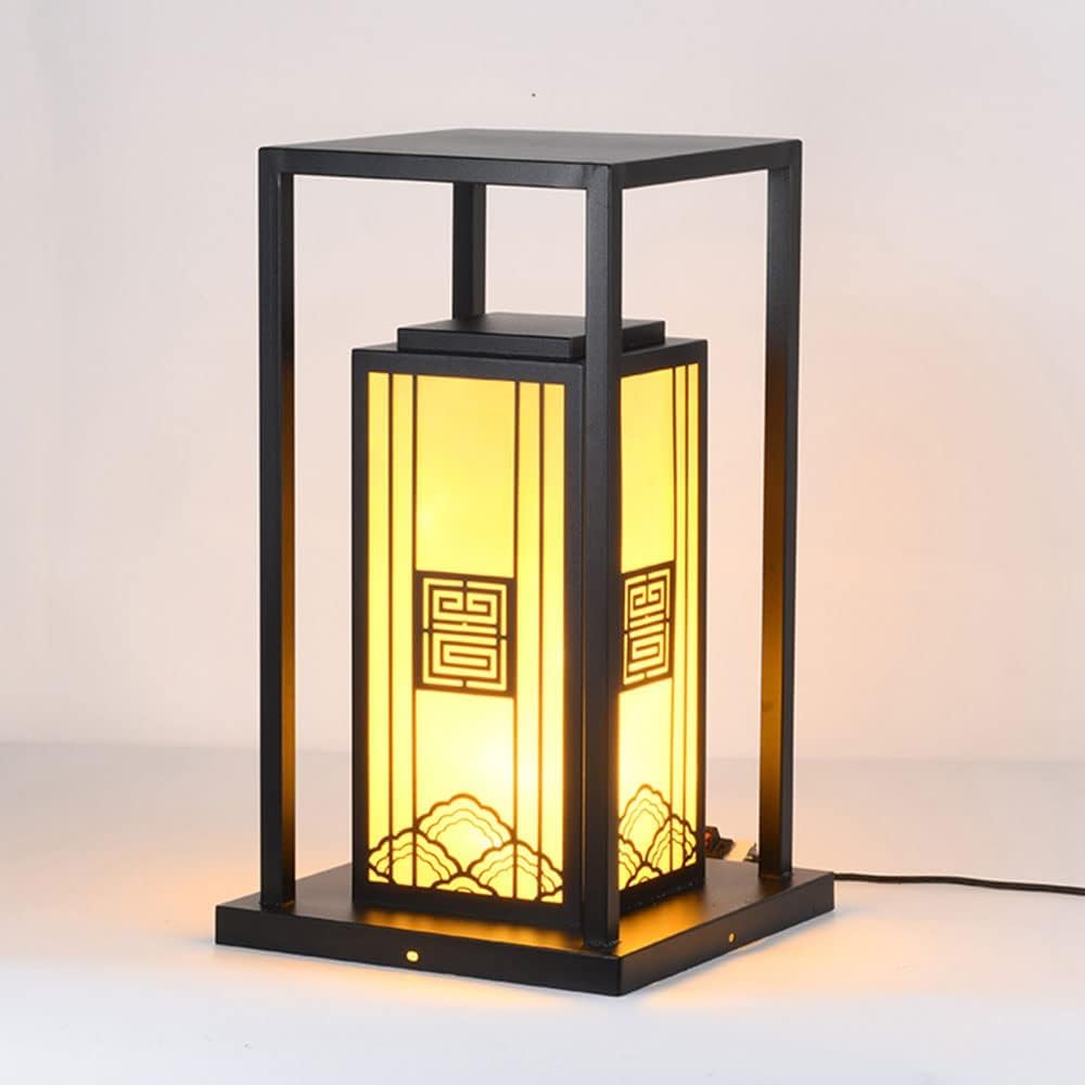 QUSYZD Outdoor Waterproof E27 Pillar Post Lamps Modern Yard Entry Outdoor Column Lights Post Light, 15.7" High Outdoor Post Lantern Gate Landscape Street Lighting Fixture,