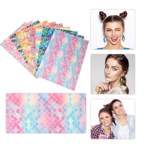 Cuero sintético PU brillante escamas de sirena láminas DIY manualidades pack 10 6