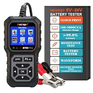 BT60 Pro Tester Digitale per Batterie Auto, 100-3000 CCA, Analizzatore Sistema di Avviamento e Carica, Compatibile 6V 12V 24V, per Batterie AGM Litio Gel, con Stampa Cloud